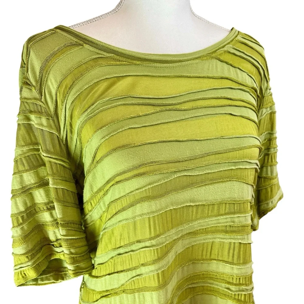 CUT LOOSE Olive Green Tunic Top Shirt Sz L Asymmetrical Short Sleeve‎ Lagenlook - Picture 9 of 16
